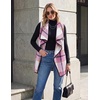 Zeagoo Women Vest Long Plaid Jackets Sleeveless Flannel Coats with Pockets(Hot Pink-gz795)