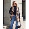 Zeagoo Women Vest Long Plaid Jackets Sleeveless Flannel Coats with Pockets(Khaki-gz798)