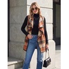 Zeagoo Women Vest Long Plaid Jackets Sleeveless Flannel Coats with Pockets(Orange-gz526)