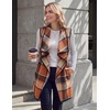 Zeagoo Women Vest Long Plaid Jackets Sleeveless Flannel Coats with Pockets(Orange-gz526)