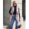 Zeagoo Women Vest Long Plaid Jackets Sleeveless Flannel Coats with Pockets(Pink-gz799)
