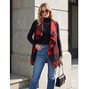 Zeagoo Women Vest Long Plaid Jackets Sleeveless Flannel Coats with Pockets(Red-gw554)