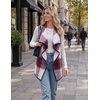 Zeagoo Women Vest Long Plaid Jackets Sleeveless Flannel Coats with Pockets(Red-gz543)