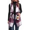 Zeagoo Women Vest Long Plaid Jackets Sleeveless Flannel Coats with Pockets(Red-gz543)