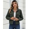 Zeagoo Womens Fashion Cropped Jacket Corduroy Button Down Long Sleeve Coats(Army Green)