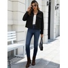 Zeagoo Womens Fashion Cropped Jacket Corduroy Button Down Long Sleeve Coats(Black)