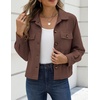 Zeagoo Womens Fashion Cropped Jacket Corduroy Button Down Long Sleeve Coats(Brown)