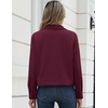 Zeagoo Womens Fashion Cropped Jacket Corduroy Button Down Long Sleeve Coats(Burgundy)