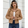 Zeagoo Womens Fashion Cropped Jacket Corduroy Button Down Long Sleeve Coats(Camel)
