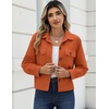 Zeagoo Womens Fashion Cropped Jacket Corduroy Button Down Long Sleeve Coats(Caramel)