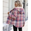 Zeagoo Womens Flannel Jacket Plaid Fleece Lined Shacket Hooded Winter Coats(1-pink Gz877)