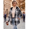 Zeagoo Womens Flannel Jacket Plaid Fleece Lined Shacket Hooded Winter Coats(Black Gw39)