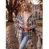 Zeagoo Womens Flannel Jacket Plaid Fleece Lined Shacket Hooded Winter Coats(Green Gz552)