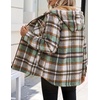 Zeagoo Womens Flannel Jacket Plaid Fleece Lined Shacket Hooded Winter Coats(Green Gz552)
