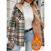 Zeagoo Womens Flannel Jacket Plaid Fleece Lined Shacket Hooded Winter Coats(Green Gz552)