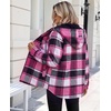 Zeagoo Womens Flannel Jacket Plaid Fleece Lined Shacket Hooded Winter Coats(Hot Pink Gz553)