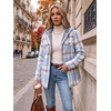 Zeagoo Womens Flannel Jacket Plaid Fleece Lined Shacket Hooded Winter Coats(Light Blue Gw570)