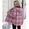 Zeagoo Womens Flannel Jacket Plaid Fleece Lined Shacket Hooded Winter Coats(Pink Gw571)