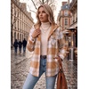 Zeagoo Womens Flannel Jacket Plaid Fleece Lined Shacket Hooded Winter Coats(Pumpkin-gw578)