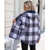 Zeagoo Womens Flannel Jacket Plaid Fleece Lined Shacket Hooded Winter Coats(Purple Gw579)