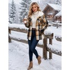 Zeagoo Womens Flannel Plaid Jacket Fleece Lined Shacket Hooded Warm Coat(Brown Plaid)