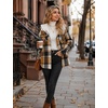 Zeagoo Womens Flannel Plaid Jacket Fleece Lined Shacket Hooded Warm Coat(Brown Plaid)