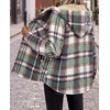 Zeagoo Womens Flannel Plaid Jacket Fleece Lined Shacket Hooded Warm Coat(Green-gw552)