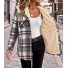 Zeagoo Womens Flannel Plaid Jacket Fleece Lined Shacket Hooded Warm Coat(Green-gw552)