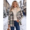 Zeagoo Womens Flannel Plaid Jacket Fleece Lined Shacket Hooded Warm Coat(Green-gw552)