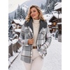 Zeagoo Womens Flannel Plaid Jacket Fleece Lined Shacket Hooded Warm Coat(Grey-gw568)