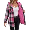 Zeagoo Womens Flannel Plaid Jacket Fleece Lined Shacket Hooded Warm Coat(Hot Pink Plaid)