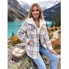 Zeagoo Womens Flannel Plaid Jacket Fleece Lined Shacket Hooded Warm Coat(Light Blue)