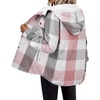 Zeagoo Womens Flannel Plaid Jacket Fleece Lined Shacket Hooded Warm Coat(Light Pink Plaid)