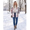 Zeagoo Womens Flannel Plaid Jacket Fleece Lined Shacket Hooded Warm Coat(Light Pink Plaid)