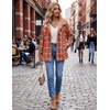 Zeagoo Womens Flannel Plaid Jacket Fleece Lined Shacket Hooded Warm Coat(Orange)