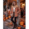 Zeagoo Womens Flannel Plaid Jacket Fleece Lined Shacket Hooded Warm Coat(Orange)