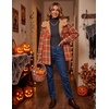 Zeagoo Womens Flannel Plaid Jacket Fleece Lined Shacket Hooded Warm Coat(Orange)