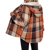 Zeagoo Womens Flannel Plaid Jacket Fleece Lined Shacket Hooded Warm Coat(Orange Plaid)