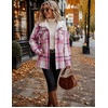 Zeagoo Womens Flannel Plaid Jacket Fleece Lined Shacket Hooded Warm Coat(Pink Plaid)
