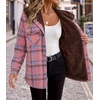 Zeagoo Womens Flannel Plaid Jacket Fleece Lined Shacket Hooded Warm Coat(Pink-gw571)