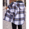 Zeagoo Womens Flannel Plaid Jacket Fleece Lined Shacket Hooded Warm Coat(Purple-gw579)