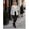 Zeagoo Womens Flannel Plaid Jacket Fleece Lined Shacket Hooded Warm Coat(White Plaid)