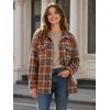 Zeagoo Women’s Flannel Plaid Shacket Long Sleeve Button Down Jacket S-2XL(A-orange)