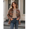 Zeagoo Women’s Flannel Plaid Shacket Long Sleeve Button Down Jacket S-2XL(A-orange)