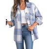 Zeagoo Women’s Flannel Plaid Shacket Long Sleeve Button Down Jacket S-2XL(Blue)