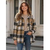 Zeagoo Women’s Flannel Plaid Shacket Long Sleeve Button Down Jacket S-2XL(Brown)