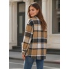 Zeagoo Women’s Flannel Plaid Shacket Long Sleeve Button Down Jacket S-2XL(Brown)
