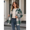 Zeagoo Women’s Flannel Plaid Shacket Long Sleeve Button Down Jacket S-2XL(Green)