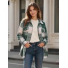 Zeagoo Women’s Flannel Plaid Shacket Long Sleeve Button Down Jacket S-2XL(Green)