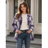 Zeagoo Women’s Flannel Plaid Shacket Long Sleeve Button Down Jacket S-2XL(Purple)